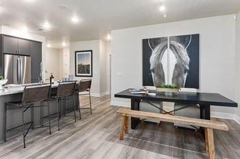 Rich wood-style flooring